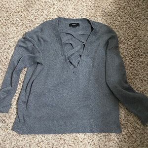 grey lace up sweater!